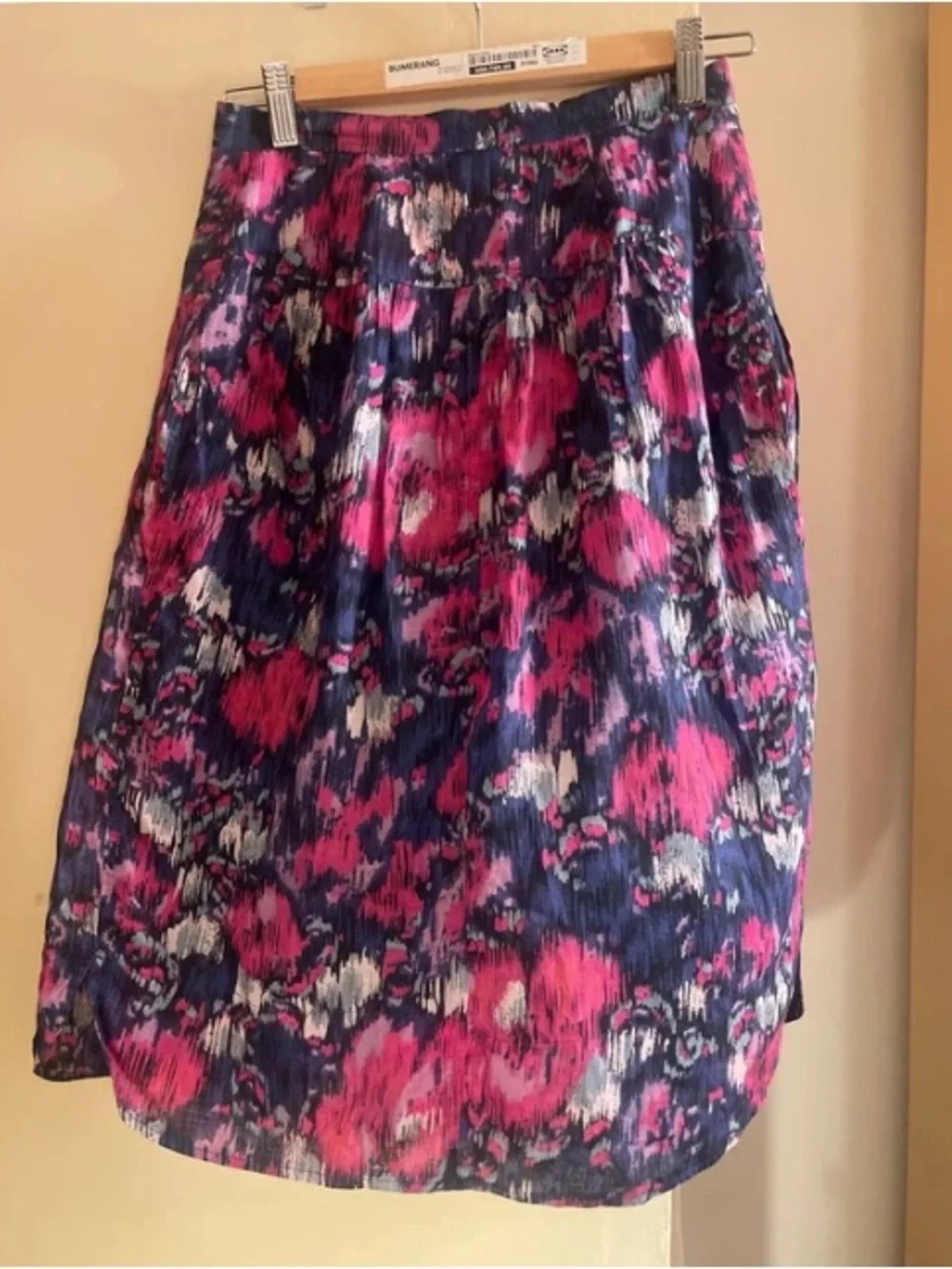 Isabel Marant Pink and Navy Printed A-Line Skirt